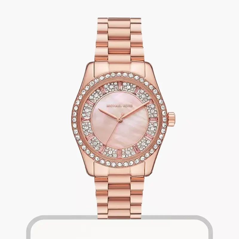 Michael Kors Lexington Pink Dial Quartz Ladies Watch- MK7444